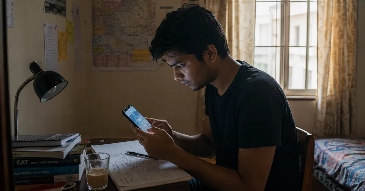IIM waitlist 2026 aspirant checking phone for admission status update